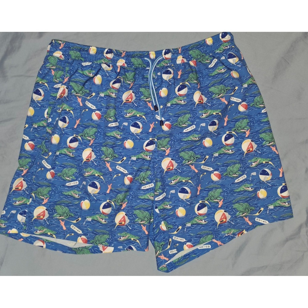 Peter Millar Crown Golf Gator Gimme Swim Trunks Mens XL Lined Stretch Golf Print